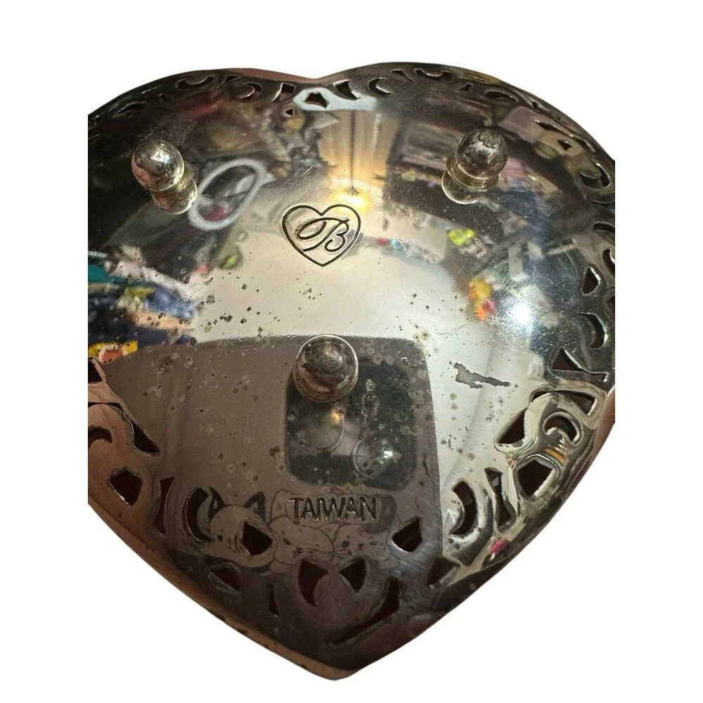 Brighton Lacie Daisy Heart Silver , Crystal & Enamel 3 Place Ring Holder
